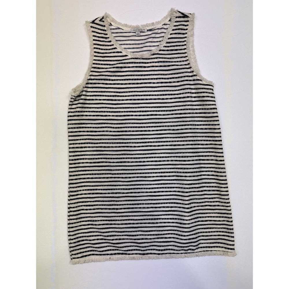 Green Envelope Los Angeles Womens XL Striped Print Fringe Hem Tank Dress Boho